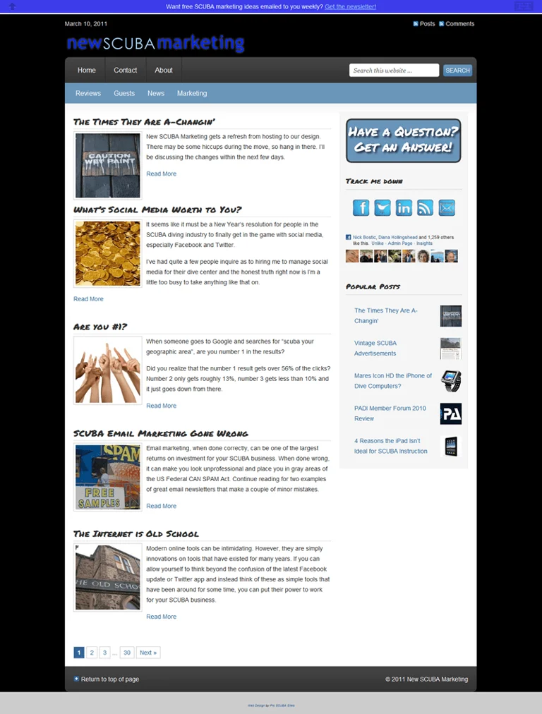New SCUBA Marketing Screen shot